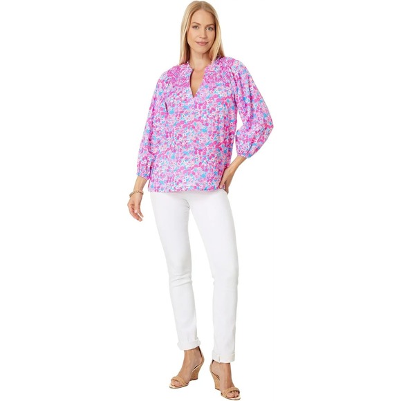 Lilly Pulitzer Lourdes 3/4 Sleeve Cotton in Pink Baby Bloomer Size XL - Picture 2 of 12